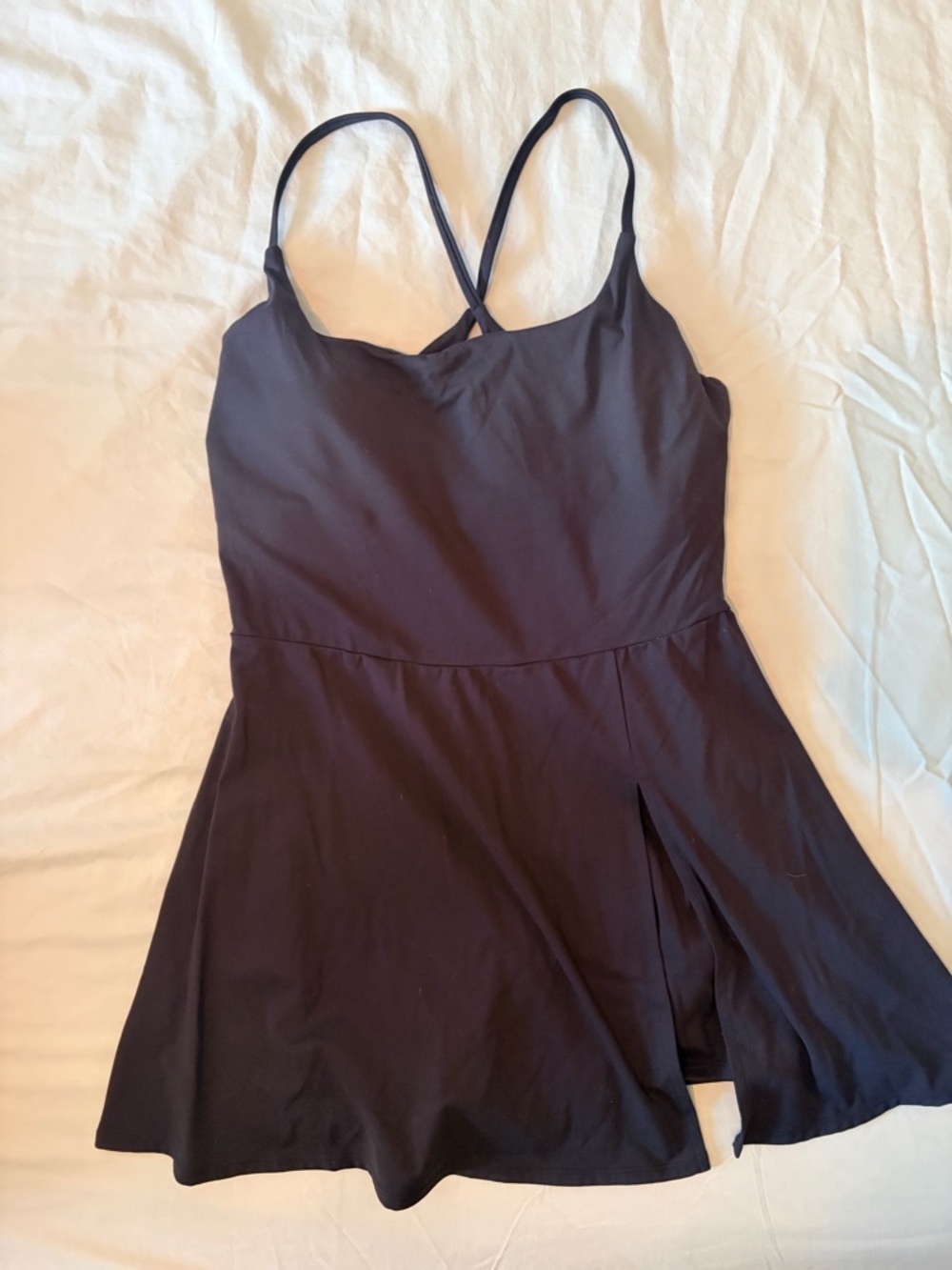 HALARA Black Mini Dress with Crisscross Straps